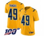 Los Angeles Chargers #49 Drue Tranquill Limited Gold Inverted Legend 100th Season Football Jersey