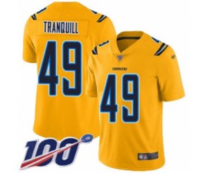 Los Angeles Chargers #49 Drue Tranquill Limited Gold Inverted Legend 100th Season Football Jersey