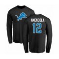 Detroit Lions #12 Danny Amendola Black Name & Number Logo Long Sleeve T-Shirt