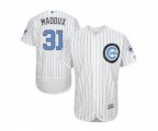Chicago Cubs #31 Greg Maddux White(Blue Strip) Flexbase Authentic Collection 2016 Father's Day Stitched Baseball Jersey