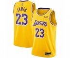 Los Angeles Lakers #23 LeBron James Swingman Gold Basketball Jerseys - Icon Edition