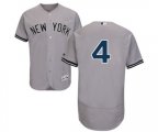 New York Yankees #4 Lou Gehrig Grey Road Flex Base Authentic Collection Baseball Jersey