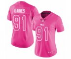 Women Los Angeles Rams #91 Greg Gaines Limited Pink Rush Fashion Football Jersey
