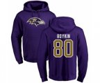Baltimore Ravens #80 Miles Boykin Purple Name & Number Logo Pullover Hoodie