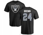 Oakland Raiders #24 Willie Brown Black Name & Number Logo T-Shirt