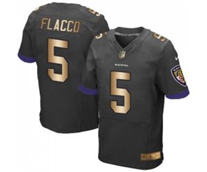 Baltimore Ravens #5 Joe Flacco Elite Black Gold Alternate Football Jersey