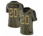 Detroit Lions #20 Barry Sanders 2021 Olive Camo Salute To Service Limited Stitched Football Jersey