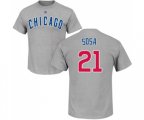 MLB Nike Chicago Cubs #21 Sammy Sosa Gray Name & Number T-Shirt