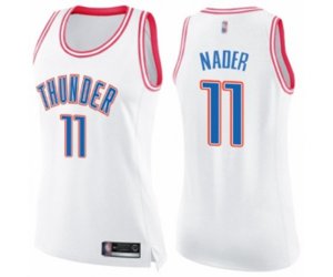 Women\'s Oklahoma City Thunder #11 Abdel Nader Swingman White Pink Fashion Basketball Jersey