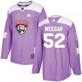 Florida Panthers #52 MacKenzie Weegar Authentic Purple Fights Cancer Practice NHL Jersey