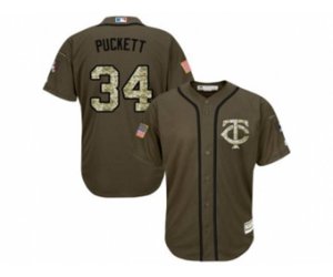 Minnesota Twins #34 Kirby Puckett Green Salute to Service Stitched Baseball Jersey