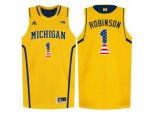2016 US Flag Fashion-Michigan Wolverines Glenn Robinson III #1 Basketball Authentic Jersey - Yellow