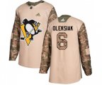 Adidas Pittsburgh Penguins #6 Jamie Oleksiak Authentic Camo Veterans Day Practice NHL Jersey