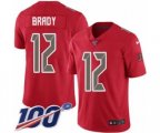 Tampa Bay Buccaneers #12 Tom Brady Limited Red Rush Vapor Untouchable 100th Season Football Jersey
