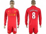 Liverpool #8 Gerrard Home Long Sleeves Soccer Club Jersey