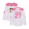 Women Pittsburgh Penguins #27 Nick Bjugstad Authentic White Pink Fashion Hockey Jersey