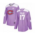 Montreal Canadiens #17 Brett Kulak Authentic Purple Fights Cancer Practice Hockey Jersey