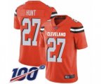 Cleveland Browns #27 Kareem Hunt Orange Alternate Vapor Untouchable Limited Player 100th Season Football Jersey