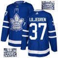 Toronto Maple Leafs #37 Timothy Liljegren Authentic Royal Blue Fashion Gold NHL Jersey