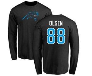 Carolina Panthers #88 Greg Olsen Black Name & Number Logo Long Sleeve T-Shirt