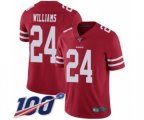San Francisco 49ers #24 K'Waun Williams Red Team Color Vapor Untouchable Limited Player 100th Season Football Jersey