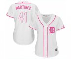 Women's Detroit Tigers #41 Victor Martinez Replica White Fashion Cool Base Baseball Jersey
