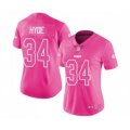 Women Kansas City Chiefs #34 Carlos Hyde Limited Pink Rush Fashion Football Jersey