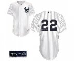 New York Yankees #22 Jacoby Ellsbury Authentic White Home Autographed Baseball Jersey
