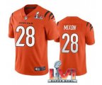 Cincinnati Bengals #28 Joe Mixon Orange 2022 Super Bowl LVI Vapor Limited Stitched Jersey