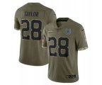 Indianapolis Colts #28 Jonathan Taylor 2022 Olive Salute To Service Limited Stitched Jersey