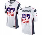 New England Patriots #87 Rob Gronkowski Elite White Road USA Flag Fashion Football Jersey