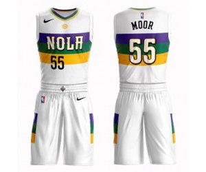 New Orleans Pelicans #55 E\'Twaun Moore Swingman White Basketball Suit Jersey - City Edition