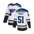 St. Louis Blues #51 Derrick Pouliot Authentic White Away Hockey Jersey
