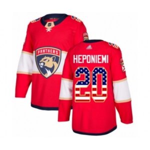 Florida Panthers #20 Aleksi Heponiemi Authentic Red USA Flag Fashion Hockey Jersey