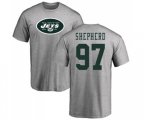 New York Jets #97 Nathan Shepherd Ash Name & Number Logo T-Shirt