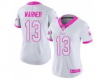 Women Los Angeles Rams #13 Kurt Warner White Pink Stitched NFL Limited Rush Fashion Jersey
