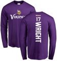 Minnesota Vikings #17 Jarius Wright Purple Backer Long Sleeve T-Shirt