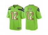 Seattle Seahawks 12th Fan Green Gold Limited Special Color Rush Jersey