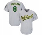 Oakland Athletics #8 Robbie Grossman Replica Grey Road Cool Base Baseball Jersey