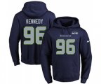 Seattle Seahawks #96 Cortez Kennedy Navy Blue Name & Number Pullover Hoodie