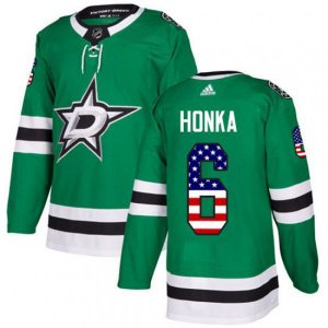 Dallas Stars #6 Julius Honka Authentic Green USA Flag Fashion NHL Jersey