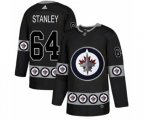 Winnipeg Jets #64 Logan Stanley Authentic Black Team Logo Fashion NHL Jersey