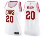 Women's Cleveland Cavaliers #20 Brandon Knight Swingman White Pink Fashion Basketball Jersey