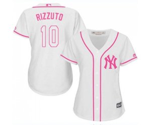 Women\'s New York Yankees #10 Phil Rizzuto Authentic White Fashion Cool Base Baseball Jersey
