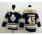 Toronto Maple Leafs #45 Jonathan Bernier blue-cream [pullover hooded sweatshirt]