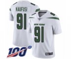 New York Jets #91 Bronson Kaufusi White Vapor Untouchable Limited Player 100th Season Football Jersey