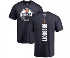 Edmonton Oilers #1 Laurent Brossoit Navy Blue Backer T-Shirt