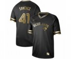 Toronto Blue Jays #41 Aaron Sanchez Authentic Black Gold Fashion Baseball Jersey