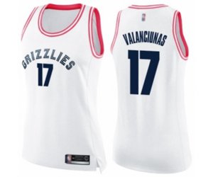 Women\'s Memphis Grizzlies #17 Jonas Valanciunas Swingman White Pink Fashion Basketball Jersey