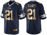 Dallas Cowboys #21 Ezekiel Elliott Navy Blue 2016 Christmas Gold NFL Game Edition Jersey